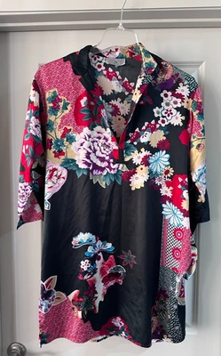 Camisón de salón N Natori Royal Garden satinado mandarín talla S Foto 1 de 3