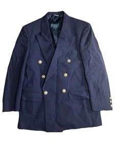 Vintage Burberrys Blazer Mens Navy Blue Wool Double Breasted Gold Buttons 90s - Picture 1 of 9