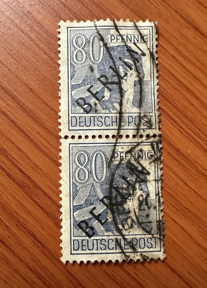 Germany 1948 Berlin overprint on Laborer. Blue 80p SC 9N15 U/NH good shape - Image 1 of 2