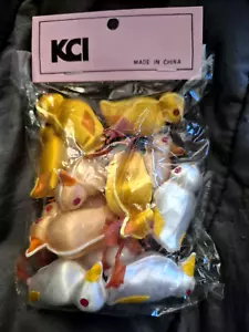 Pulcini Vintage KCI Multicolore Raso e Plastica 13 Pezzi Decorazione Pasqua, Artigianato - Foto 1 di 8