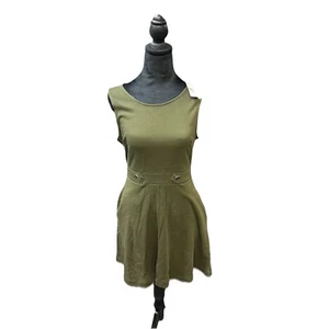 New York & Company Dress Women’s XS Petite Fit Flare Cotton Minimal Army Green - Picture 1 of 11