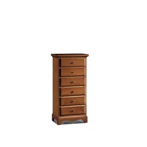 Wooden Chest of Drawers 6 Drawers Arte Povera Dark Walnut Classic - Picture 1 of 8