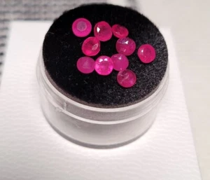 10 Ruby Round Cut Loose Faceted Natural Treated Gems 3mm Pieces Loose Rubies - Picture 1 of 3