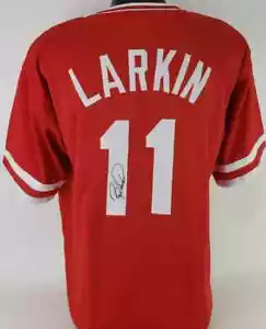 Barry Larkin Signed Cincinnati Reds Red Jersey (JSA COA) 12xAll Star Shortstop - Picture 1 of 7