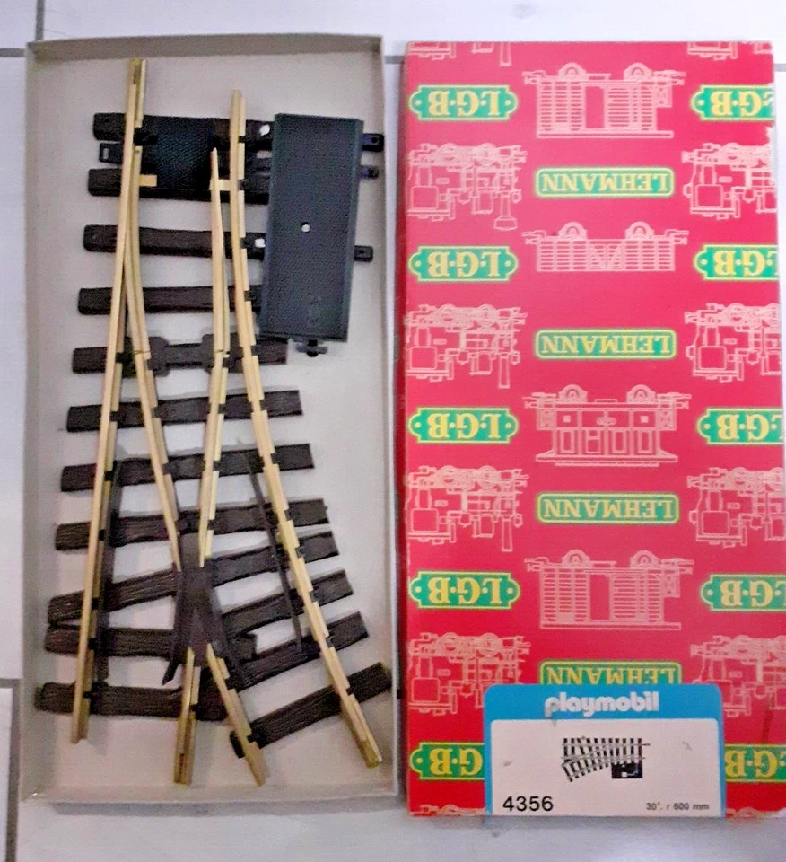 SCAMBIO LGB LEHMANN 4359 30° R 600 mm. RAIL PLAYMOBIL G GAUGE - Immagine 1 di 4