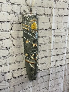 50cm Dark Grey Gecko Hand Carved Fair Trade Wooden Animal Wall Art Hang Mask - Picture 1 of 8
