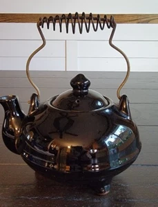 Vintage Child Size Ceramic Black Teapot - Picture 1 of 9