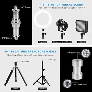 1/2/3pz Selens 1/4"" 3/8"" Adattatore vite metallo inclinabile rubinetto accessorio studio fotografico - Foto 1 di 10