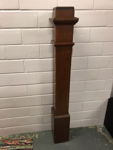 ANTIQUE VTG OAK? STAIRCASE NEWEL POST 53 3/8” TALL X 6 7/8” X 6 5/8” Cover