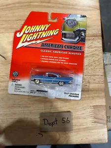 1957 LINCOLN PREMIERE (BLUE) AMERICAN CHROME Series by Johnny Lightning - Picture 1 of 3
