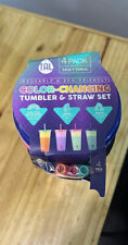 NIP TAL Color Changing Reusable 24 oz Tumblers Cold Cups w/ Lids & Straws 4 pack