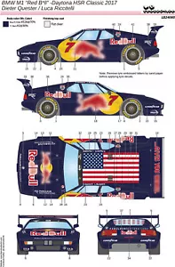 LB Pro 1/24 BMW M1 Red Bull Daytona HSR Classic 2017 Full Decal from Japan 10857 - Picture 1 of 1