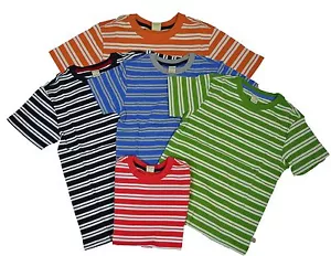 Camiseta Scout Boys 100 % algodón cuello redondo manga corta a rayas elección color/talla - Imagen 1 de 7