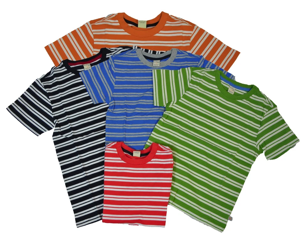 Scout Boys 100% Cotton Crew Neck Short Sleeve Stripe T-Shirt choice color/size - Image 1 of 1