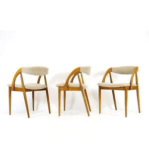 3 Retro Vintage Danish Teddy Dining Chairs Mid Century Modern 1960s 70s Teak Oak