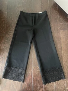 Ann Taylor Capris Women Size 4 Black Wide Leg Lace Hem NEW - Picture 1 of 11