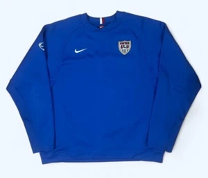 Nike USA Soccer VINTAGE  Men’s LS Crew Neck Pullover Blue XL Polyester Fleece - Picture 1 of 10