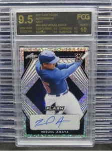 Miguel Amaya Autograph /99 - 2021 Leaf Flash Navy Leaf X Rookie FCG 9.5 Gem Mint - Bild 1 von 2