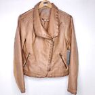 NWT Bagatelle Moto Vegan Leather Viscose Tobacco Brown Women's Size Large Lined