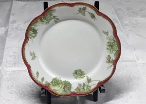 Schleiger 65a Haviland Limoges GREEN Drop Rose Bread Plate 6" Antique Stunner - Picture 1 of 6