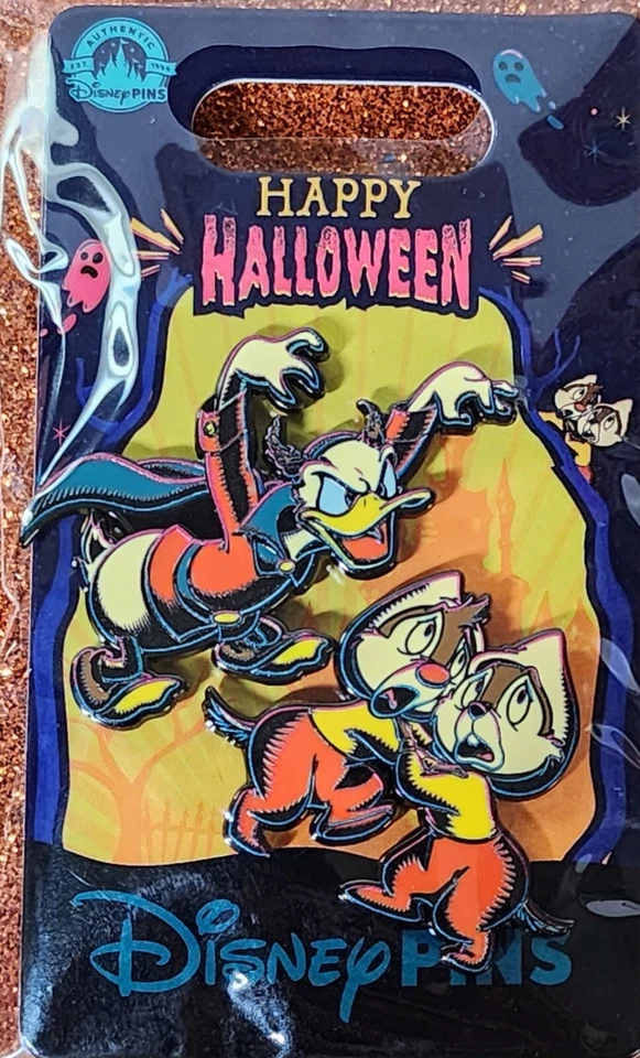 Набор из 2 значков Disney Parks Halloween 2023 Donald Duck Chip N Dale - Изображение 1 из 1