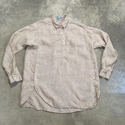 J.Mclaughlin рубашка женщин XS хаки желтовато-коричневый Fallon свободного кроя льняной блузка поповер - Изображение 1 из 4