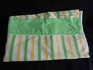 FOGLIO PIATTO COMPLETO VINTAGE 82" x 96" verde righe gialle cannone mussola reale  - Foto 1 di 3