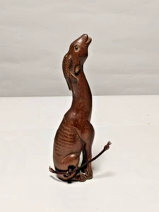 Netsuke antik Hirsch Tier signiert Inro Ojime japanische Holz geschnitzt Skulptur - Bild 1 von 14