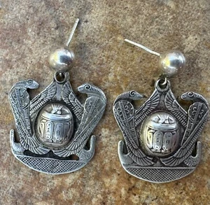 Pendientes de plata 800 de escarabajo egipcio vintage - Imagen 1 de 4
