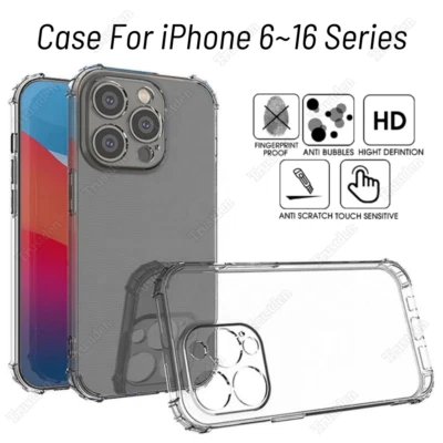 Lote de Funda Antigolpes Transparente Antigolpes para iPhone 16 15 14 13 12 11 Pro XR 8 7 6 Foto 1 de 4