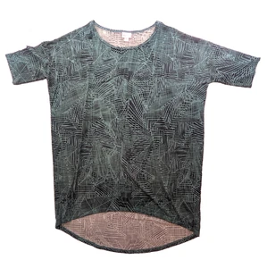 LuLaRoe Irma Tunika Top Medium türkis schwarz geometrisches Muster High Low neu mit Etikett - Bild 1 von 4