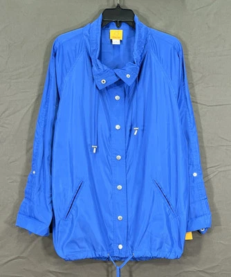 Nwt RUBY RD. Blue LIGHTWEIGHT Soft-Shell POCKETS Snap-Up WINDBREAKER JACKET Sz 8 - Image 1 of 4