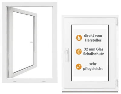 Kunststoff Fenster Kellerfenster 3-fach Weiß Dreh Kipp PREMIUM - ALLE Größen - Bild 1 von 4