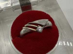 25E5- SCHLICHTER 925 SILBER ZIRKONIA RING IM RETRO STIL GR.58 - Picture 1 of 5