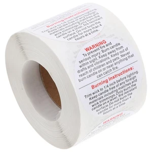 1 Roll Self-adhesive Candle Warning Stickers Candle Jar Safety Warning Decals - Picture 1 of 12