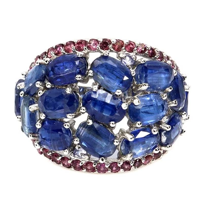 Кольцо из стерлингового серебра 925 пробы с овальным кианитом 6x4 мм родолитом танзанитом драгоценными камнями ювелирные изделия - Изображение 1 из 4