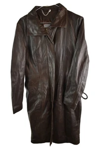 BLAKES Brown Leather Coat size M Womens long Coat Casual Outdoors Outerwear - Picture 1 of 10
