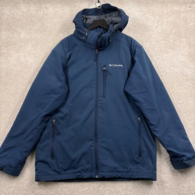 Abrigo Columbia Para Hombre Talla Grande Azul Con Capucha Cremallera Completa Esquí Snowboard Bolsillos Foto 1 de 4