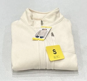 Andrew Marc Women's Ribbed Full Zip with Pockets Jacket, Cream, Size S - Picture 1 of 3