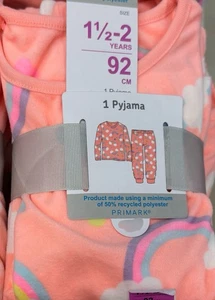 Rainbows Velour Fleece Pyjama Set Girls Ages 1.5-8 Years - Picture 1 of 2
