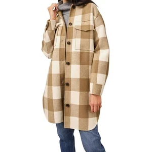 Abrigo Rails Jaro Mujer Medio Bronceado Crema Mezcla Lana Camel Cuadros Búfalo De Gran Tamaño - Imagen 1 de 11