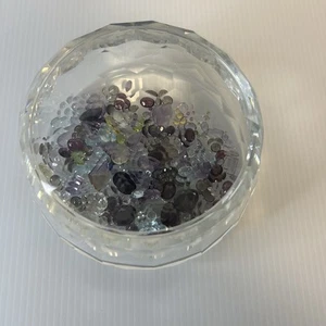 Large Crystal Faceted Paperweight With Loose Floating Crystals Inside - Picture 1 of 7