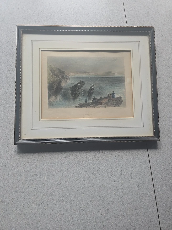 1841 Kilkee Irlanda grabado coloreado a mano condado irlandés Clare acantilados aves marinas Foto 1 de 4