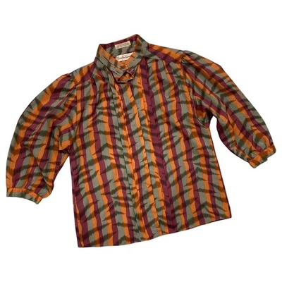 Blusa Diane Von Furstenberg a Rayas Estampado Tigre Verdadero Vintage Top Talla 10 Foto 1 de 4