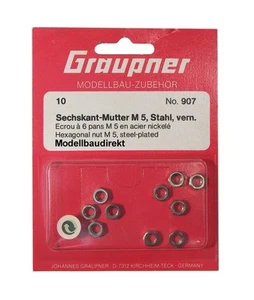 10 St. Sechskant - Muttern M5 Stahl vernickelt Graupner Nr. 907 NEU & OVP - Picture 1 of 1