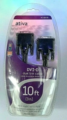 ATIVA DVI-D DUAL LINK CABLE 10ft. DVI-D MALE/DVI-D MALE  - Image 1 of 4