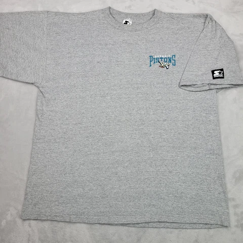 Vintage Detroit Pistons Shirt Mens XL Grey Crew Starter Team 90s Y2K USA Adult Cover