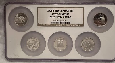 2008-S Silver proof set, state quarters 25C PF 70 Ultra Cameo NGC - Image 1 of 2