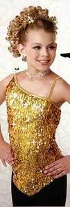 NWT Sequin Spandex one shoulder dance costume top GOLD HOLOGRAM Ladies Show - Picture 1 of 3