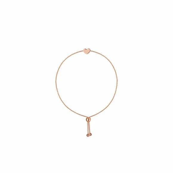 Brazalete de cuentas de silicona central de corazón mini corazón oro rosa macizo de 14K ajuste minimalista Foto 1 de 1